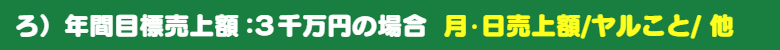 年間売上目標:3千万円の場合