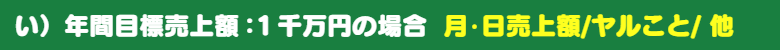 年間売上目標:一千万円の場合