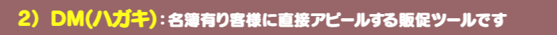 医療ＤＭハガキ：名簿有り客様に直接アピールできる販促ツールです。