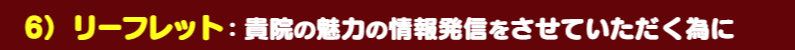 医療リーフレット：貴院の魅力の情報発信をさせていただく為に！