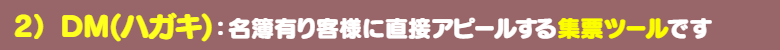 ＤＭハガキ：名簿有り客様に直接アピールできる販促ツールです。